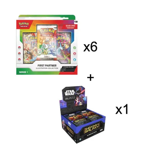 Bundle: 6x  First Partner Illustration Collection: Series 1 + 1x Star Wars: Unlimited - Shadows of the Galaxy - Booster…