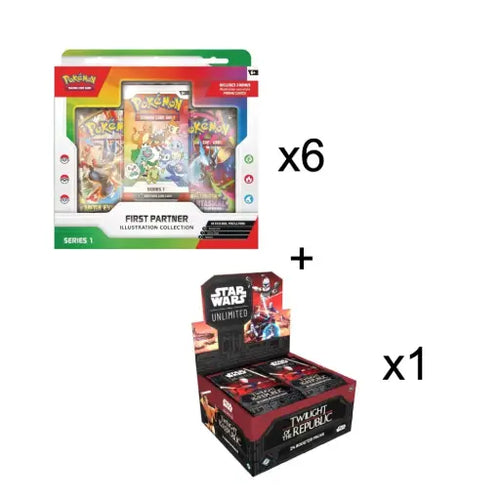Bundle: 6x  First Partner Illustration Collection: Series 1 + 1x Star Wars: Unlimited: Twilight of the Republic Booster…