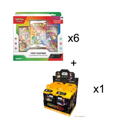 Bundle: 6x  First Partner Illustration Collection: Series 1 + 1x Jump to Lightspeed - Spotlight Deck Display
